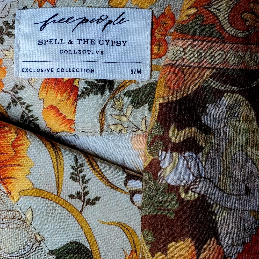 Spell & the Gypsy Free People MERMAID SEASHELL SEAHORSE Kimono Robe Duster S / M - Picture 7 of 9